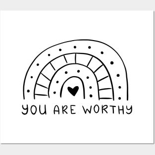 You Are Worthy | Line Art Design Posters and Art